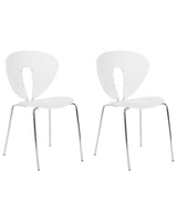 Set of 2 Dining Chairs White PP Seat Metal Legs Stackable Armless Chairs Beliani