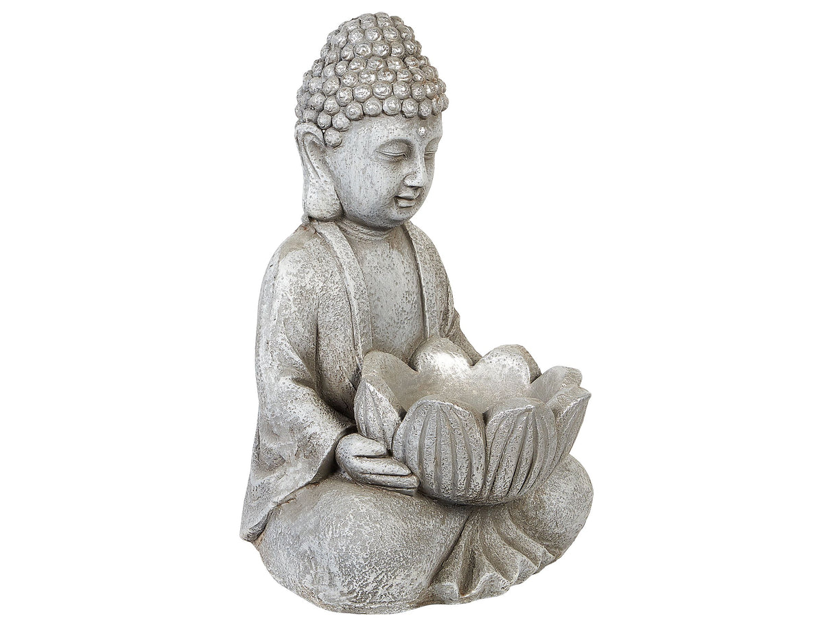 Decorative Figurine Grey MgO 44 cm Accent Piece Budda Indoor Outdoor Decoration Living Room Beliani