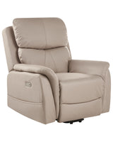 Recliner Electric Armchair with Massage Function Taupe Faux Leather Adjustable Modern Living Room Beliani