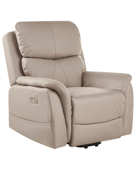 Recliner Electric Armchair with Massage Function Taupe Faux Leather Adjustable Modern Living Room Beliani