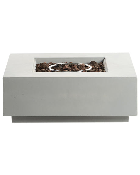Fire Pit Light Grey 88 x 88 x 32 cm GRC Patio Heater Square Garden Patio Accessory Beliani