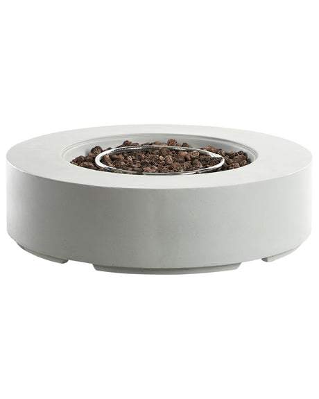 Fire Pit Light Grey 107 x 30 cm GRC Patio Heater Round Garden Patio Accessory Beliani