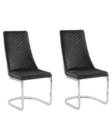 Set of 2 Dining Chairs Black Velvet Armless High Back Cantilever Chair Living Room  Beliani