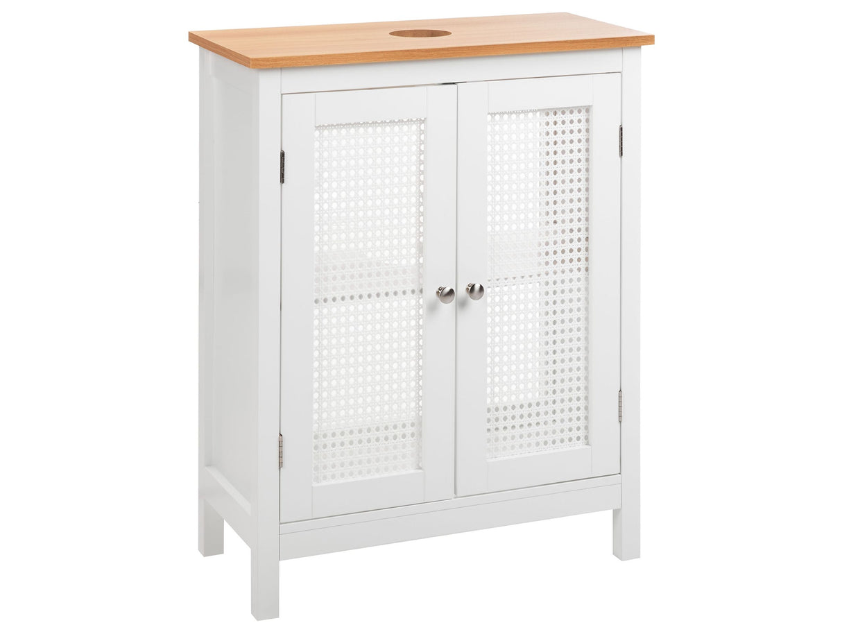 Washbasin Cabinet White MDF 60 x 75 cm Bathroom Storage with Shelves Perforated Doors Beliani
