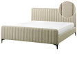 Bed Frame Beige Boucle EU Super King Size 6ft Tufted Headboard Metal Legs Modern Design Beliani