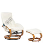 Recliner Armchair White with Footstool Faux Leather Upholstered Heated Massage Wooden Frame Adjustable Back Retro Design Beliani