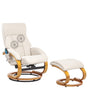 Recliner Armchair Light Beige with Footstool Faux Leather Upholstered Heated Massage Wooden Frame Adjustable Back Retro Design Beliani