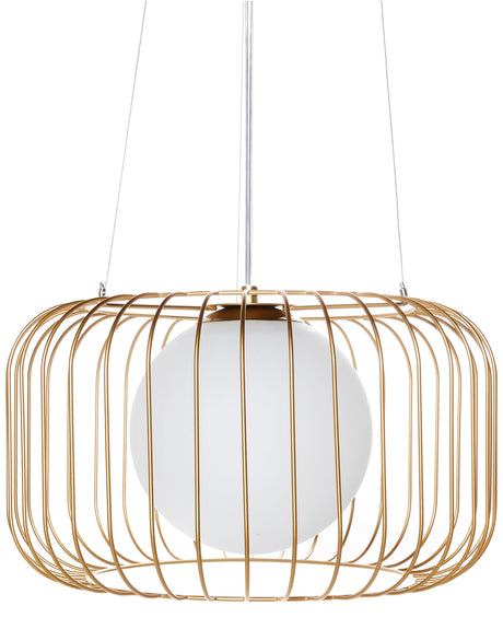 1-Light Pendant Ceiling Gold Metal Iron Shade Cage Wire Industrial Style Living Room Bedroom Beliani