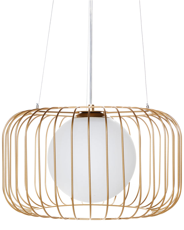 1-Light Pendant Ceiling Gold Metal Iron Shade Cage Wire Industrial Style Living Room Bedroom Beliani