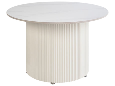 Coffee Table Light Beige Sintered Stone Top Metal Base ø 70 cm Natural Look Modern Design Living Room Beliani