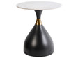 Side Table White Sintered Stone Top Black Metal Base ø 50 cm Natural Look Gold Accent Modern Design Living Room Beliani