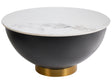 Coffee Table White Sintered Stone Top Black Metal Base ø 74 cm Natural Look Gold Accent with Storage Modern Design Living Room Beliani