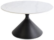 Coffee Table White Sintered Stone Top Black Metal Base ø 72 cm Natural Look Modern Design Living Room Beliani