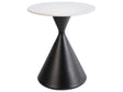 Side Table White Sintered Stone Top Black Metal Base ø 50 cm Natural Look Modern Design Living Room Beliani