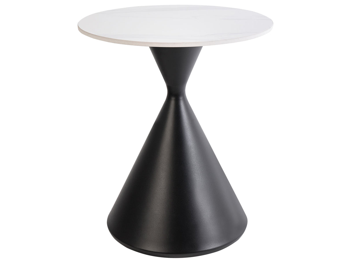Side Table White Sintered Stone Top Black Metal Base ø 50 cm Natural Look Modern Design Living Room Beliani