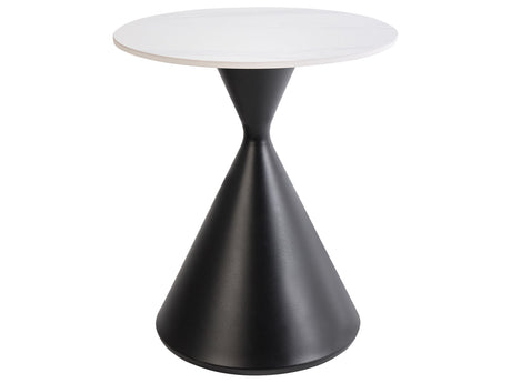 Side Table White Sintered Stone Top Black Metal Base ø 50 cm Natural Look Modern Design Living Room Beliani