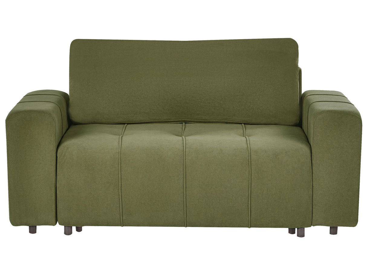 2 Seater Sofa Green Fabric Upholstery with Storage Thickly Padded Modern Style Living Room Furniture Beliani