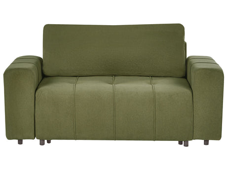 2 Seater Sofa Green Fabric Upholstery with Storage Thickly Padded Modern Style Living Room Furniture Beliani
