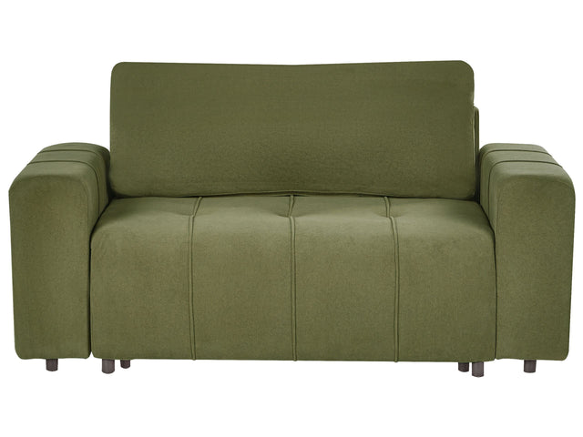 2 Seater Sofa Green Fabric Upholstery with Storage Thickly Padded Modern Style Living Room Furniture Beliani