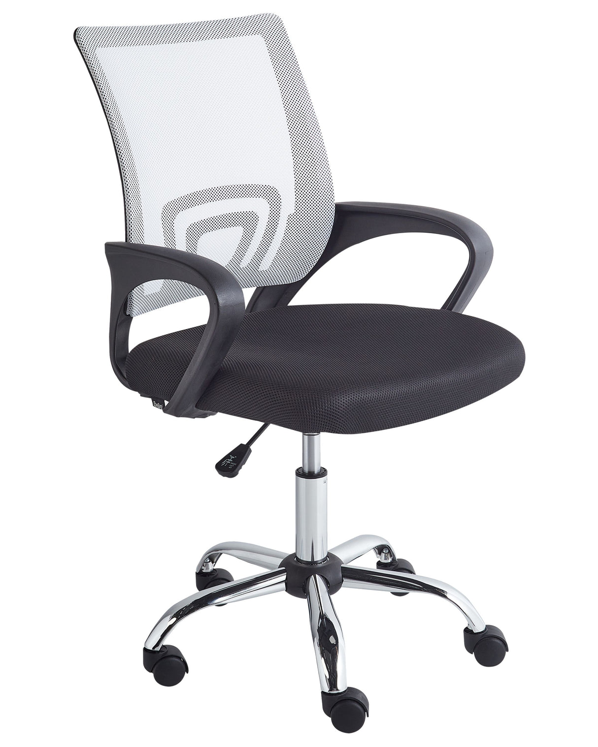 Office Chair Black and White Fabric Swivel Desk Computer Adjustable Seat Reclining Backrest Beliani