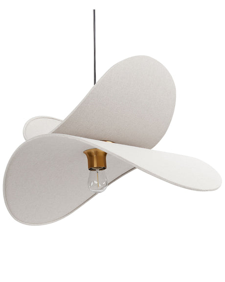 Pendant Lamp Grey Linen Fabric 105 cm Lighting Hanging Light Modern Design Open Bulb Beliani