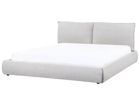 EU Super King Size Waterbed Light Grey Polyester Fabric Upholstery 6ft with Mattress with Thick Padded Headboard Footboard Classic Style Bedroom Beliani