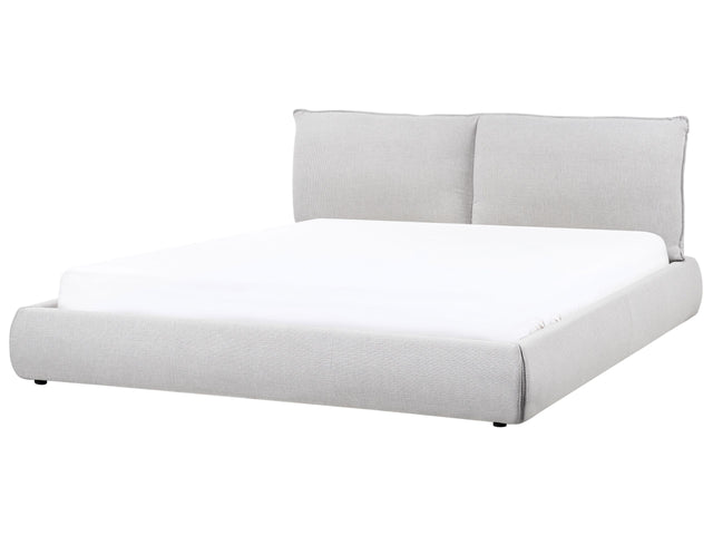 EU Super King Size Waterbed Light Grey Polyester Fabric Upholstery 6ft with Mattress with Thick Padded Headboard Footboard Classic Style Bedroom Beliani