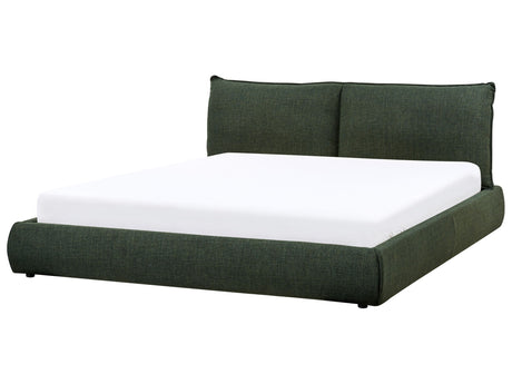 EU Super King Size Waterbed Dark Green Polyester Fabric Upholstery 6ft with Mattress with Thick Padded Headboard Footboard Classic Style Bedroom Beliani