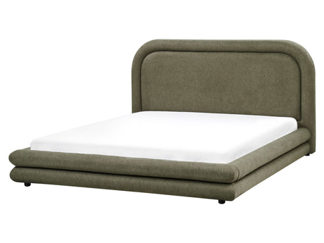 EU King Size Waterbed Green Fabric Upholstery 5ft3 Black Legs with Headboard Bed Frame Bedroom Furniture Beliani