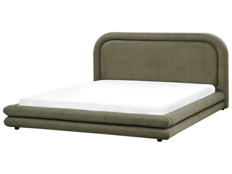 EU Super King Size Waterbed Green Fabric Upholstery 6ft Black Legs with Headboard and Bed Frame Bedroom Furniture Beliani