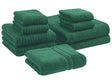 Set of 9 Towels Green Cotton Low Twist Guest Hand Bath Towels and Bath Mat Beliani