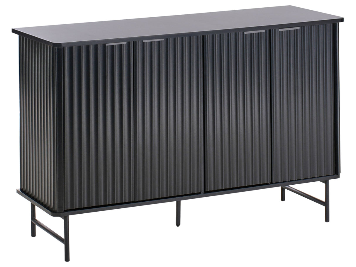 Sideboard Black MDF 4 Door Cabinet Storage Modern Minimalist Design Living Room Storage Beliani