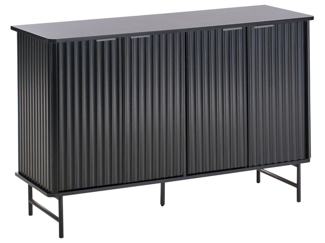 Sideboard Black MDF 4 Door Cabinet Storage Modern Minimalist Design Living Room Storage Beliani