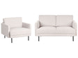 Modern Fabric 3-Seater Living Room Set Sofa Armchair Polyester Light Beige Water-Repellent Couch Metal Legs Woven Fabric Cushioned Back Minimalist Beliani