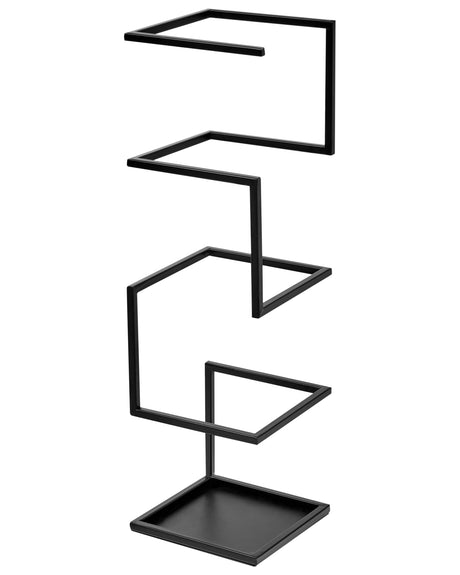 Umbrella Stand Black Metal Holder Abstract Shape Beliani