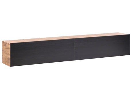 Wall Mounted TV Stand Black and Brown Up To 70ʺ TV Recommended 2 Cabinets Minimalist Design Living Room Beliani