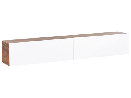 Wall Mounted TV Stand White and Brown Up To 70ʺ TV Recommended 2 Cabinets Minimalist Design Living Room Beliani