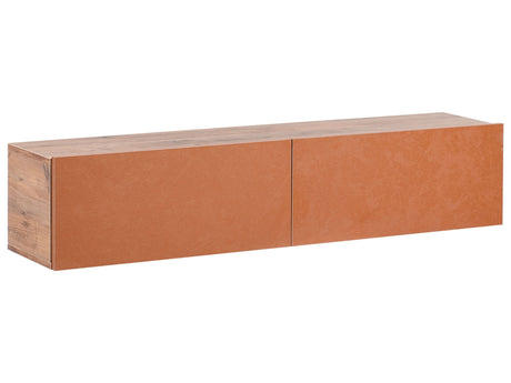 Wall Mounted TV Stand Red and Brown Up To 55ʺ TV Recommended 2 Cabinets Minimalist Design Living Room Beliani