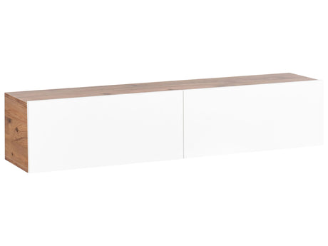 Wall Mounted TV Stand White and Brown Up To 55ʺ TV Recommended 2 Cabinets Minimalist Design Living Room Beliani