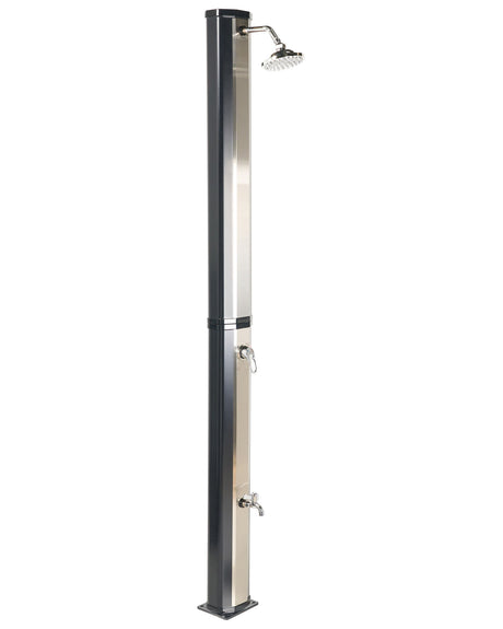 Outdoor Mixer Shower Set Black Stainless Steel with Rain Function Solar Powered Modern Garden Beliani