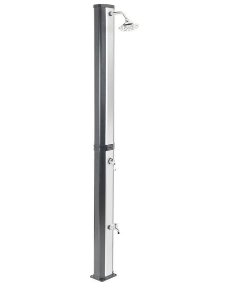 Outdoor Mixer Shower Set Black and Silver Stainless Steel with Rain Function Solar Powered Modern Garden Beliani