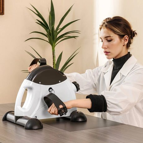 Mini Under Desk Bike Pedal Exerciser with Adjustable Resistance-Black &amp; White