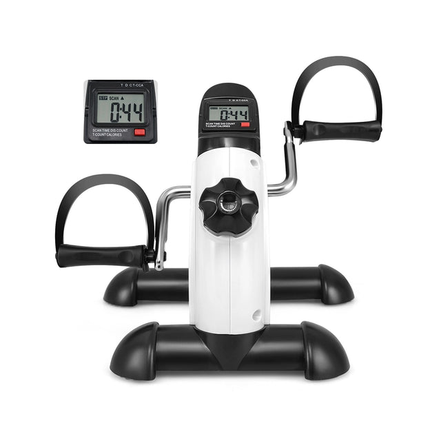 Mini Under Desk Bike Pedal Exerciser with Adjustable Resistance-Black &amp; White