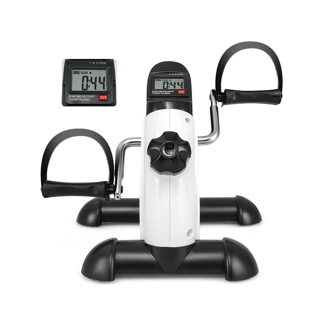 Mini Under Desk Bike Pedal Exerciser with Adjustable Resistance-Black &amp; White