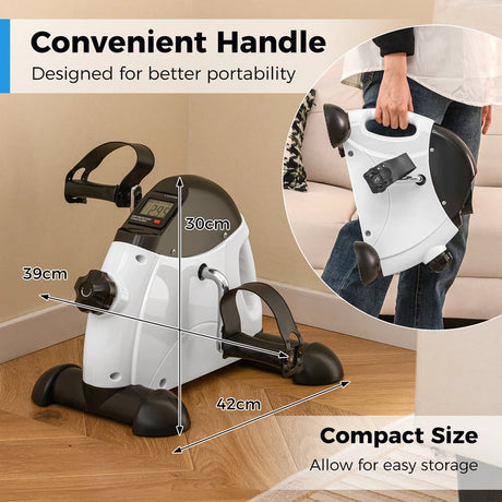 Mini Under Desk Bike Pedal Exerciser with Adjustable Resistance-Black &amp; White