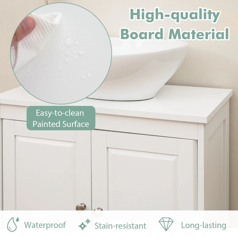 Under Freestanding Bathroom Vanity Sink Cabinet with 2 Doors-White