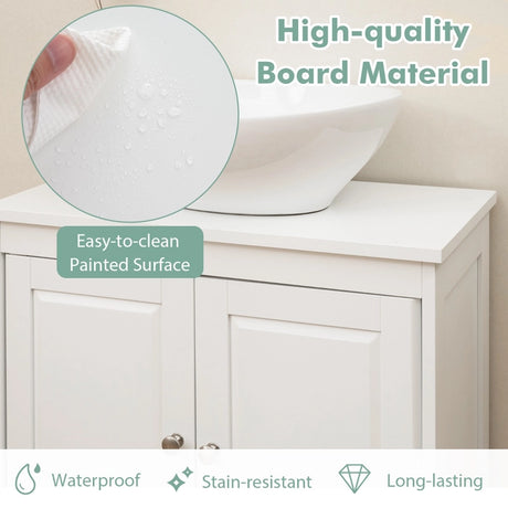 Under Freestanding Bathroom Vanity Sink Cabinet with 2 Doors-White