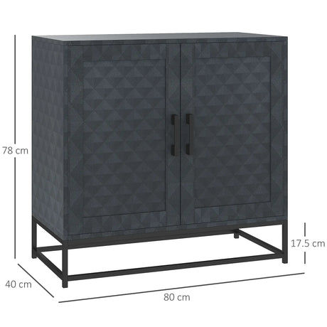 HOMCOM Modern Sideboard, Freestanding Sideboard Storage Cabinet with Adjustable Shelf and 2 Doors for Living Room, Black