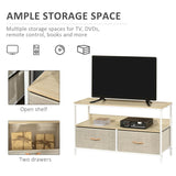 HOMCOM TV Cabinet for 47-inch TVs, TV Console Unit with 2 Foldable Linen Drawers, TV Stand with Shelving for Living Room, Entertainment Room, Maple Wood Effect