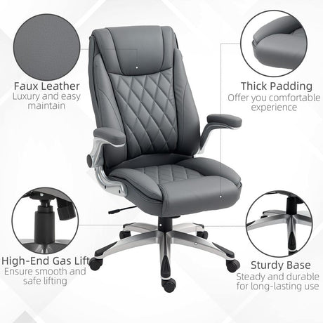 Vinsetto Faux Leather Executive Swivel Office Chair - Dark Grey